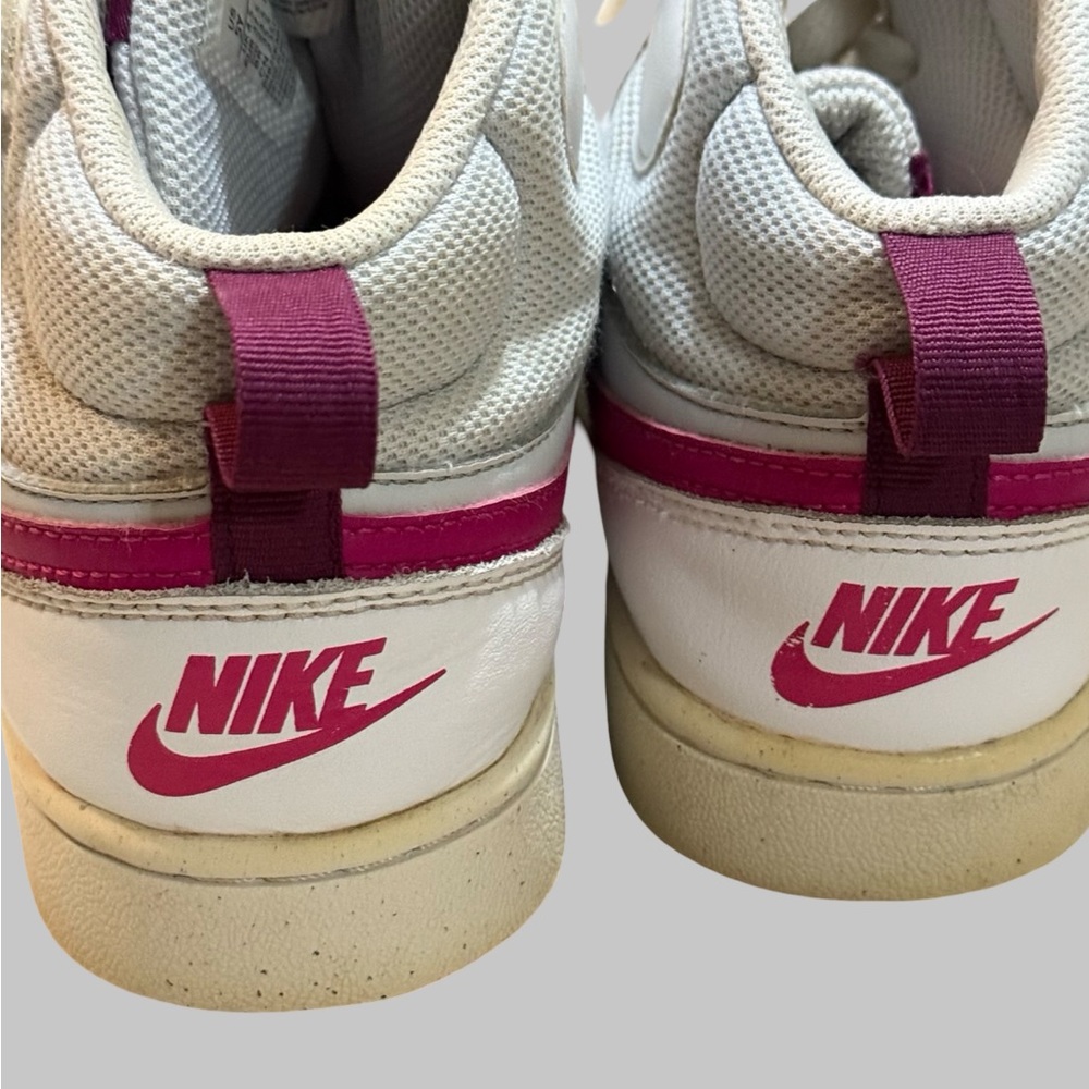 Nike - Girl’s Youth Sz 5 Nike Court Borough Mid 2 White & Pink - Picture 4 of 9